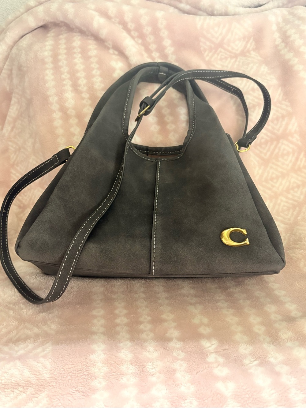 Suede Shoulder Tote Bag in
Black - Picture 8 of 10